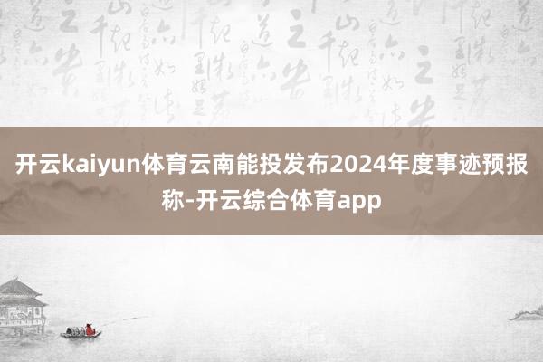 开云kaiyun体育云南能投发布2024年度事迹预报称-开云综合体育app