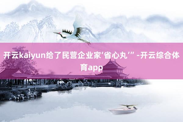 开云kaiyun给了民营企业家‘省心丸’”-开云综合体育app
