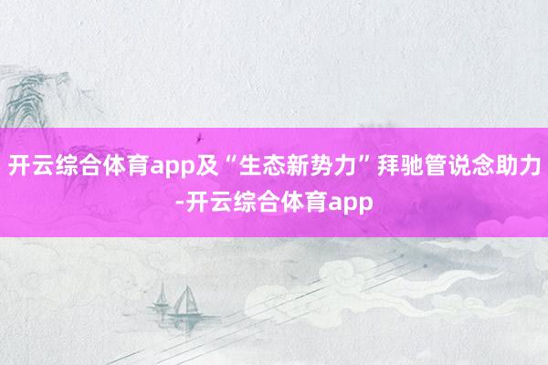 开云综合体育app及“生态新势力”拜驰管说念助力-开云综合体育app