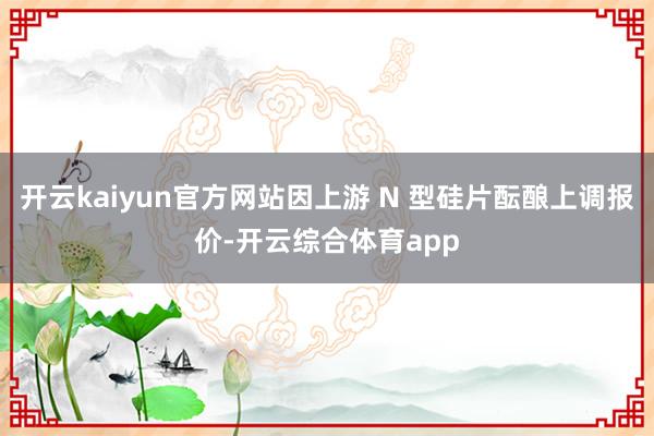 开云kaiyun官方网站因上游 N 型硅片酝酿上调报价-开云综合体育app