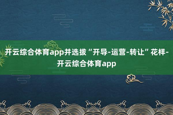 开云综合体育app并选拔“开导-运营-转让”花样-开云综合体育app