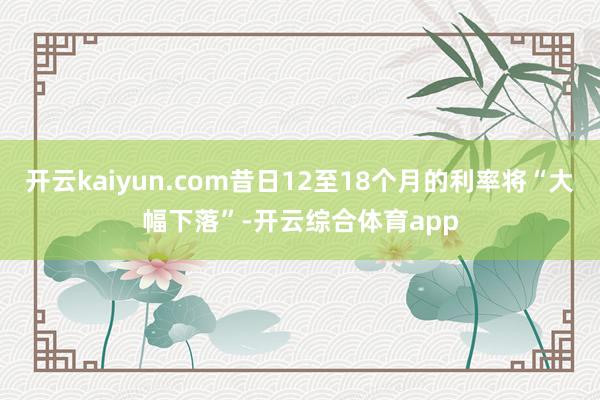 开云kaiyun.com昔日12至18个月的利率将“大幅下落”-开云综合体育app