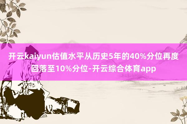 开云kaiyun估值水平从历史5年的40%分位再度回落至10%分位-开云综合体育app